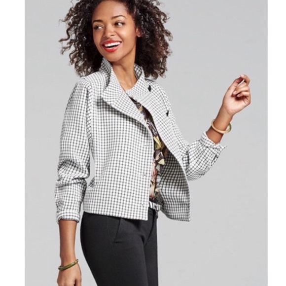 CAbi Windowpane Button Jacket 3173 Black White M - Picture 1 of 11